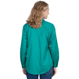 Just Country Women's Jahna Long Sleeve Work Shirt - Dark Green
