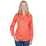 Just Country Women's Jahna Long Sleeve Work Shirt - Hot Coral