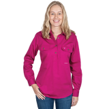 Just Country Women's Jahna Long Sleeve Work Shirt - Magenta