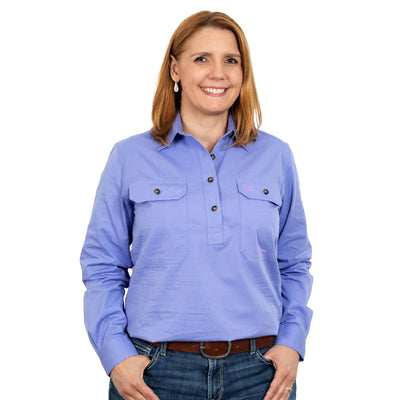 Just Country Womens Jahna Long Sleeve Workshirt (Periwinkle)
