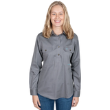 Just Country Women's Jahna Long Sleeve Work Shirt - Steel Grey