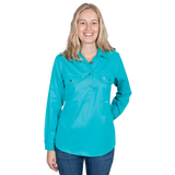 Just Country Women's Jahna Long Sleeve Work Shirt - Turquoise
