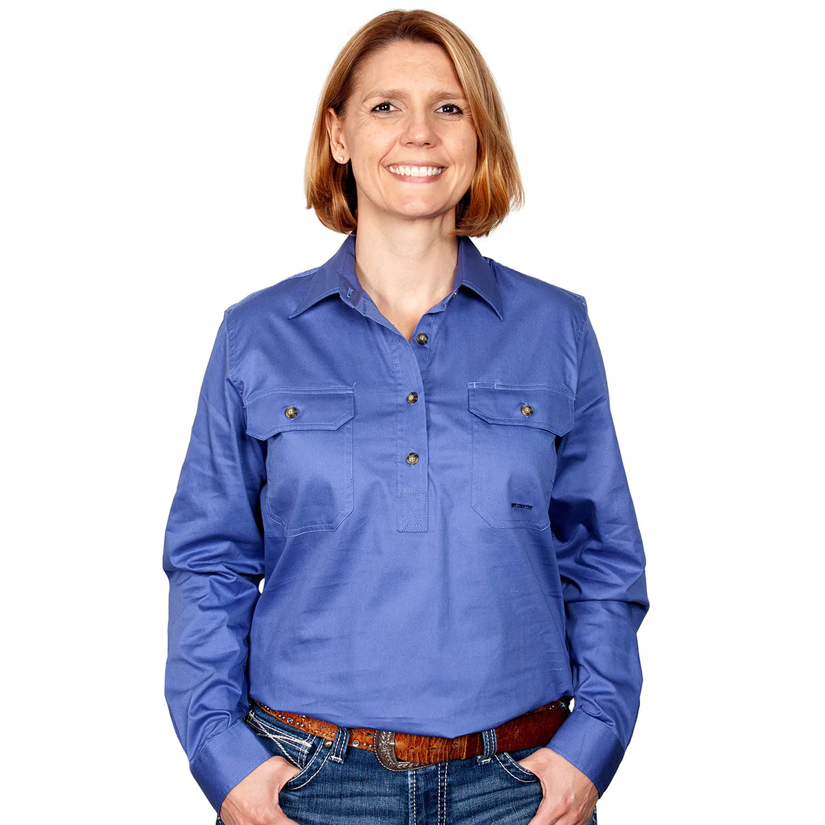 Just Country Womens Jahna Long Sleeve Workshirt (Blue)