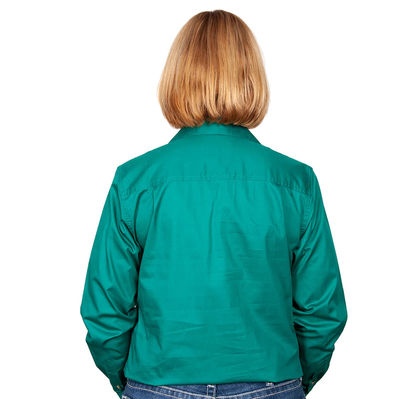 Just Country Womens Jahna Long Sleeve Workshirt (Dark Green)