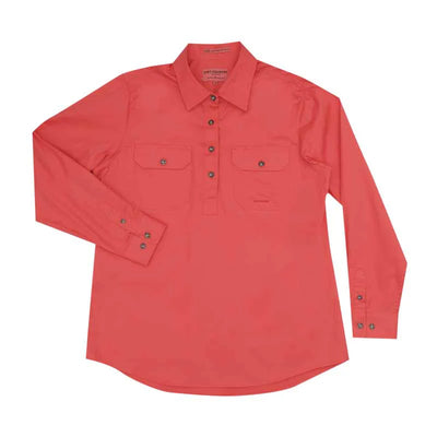 Just Country Womens Jahna Long Sleeve Workshirt (Hot Coral)