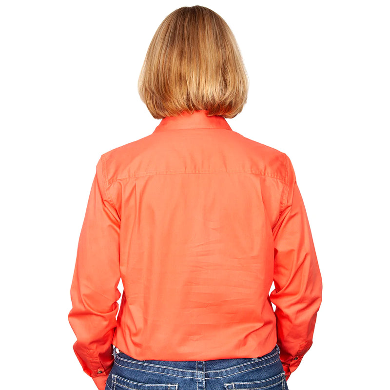Just Country Womens Jahna Long Sleeve Workshirt (Hot Coral)