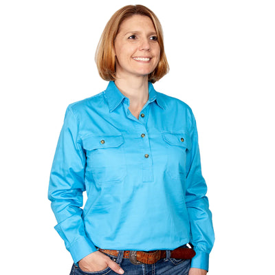Just Country Womens Jahna Long Sleeve Workshirt (Sky)