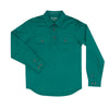 Just Country Girls Kenzie Half Button Long Sleeve Shirt (Dark Green)
