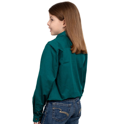 Just Country Girls Kenzie Half Button Long Sleeve Shirt (Forest Green)