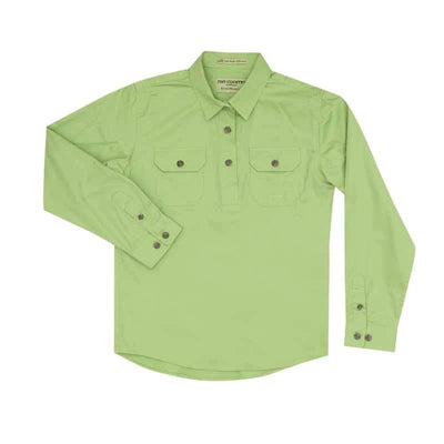 Just Country Girls Kenzie Half Button Long Sleeve Shirt (Lime Green)