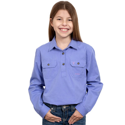 Just Country Girls Kenzie Half Button Long Sleeve Shirt (Periwinkle)