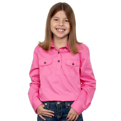 Just Country Girls Kenzie Half Button Long Sleeve Shirt (Rose)