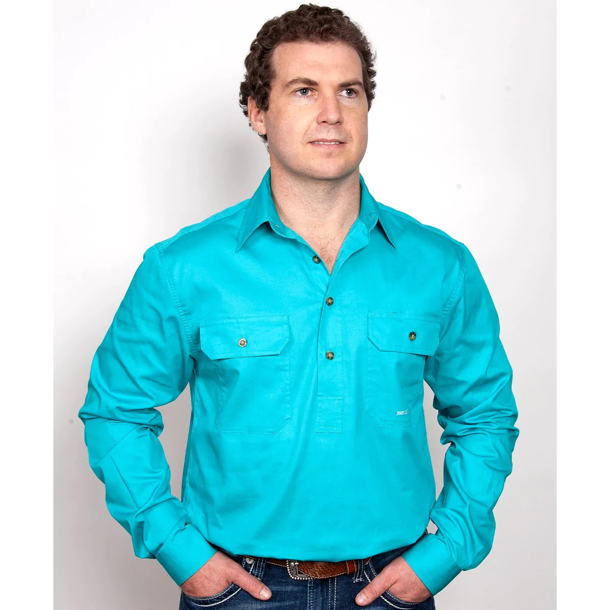 Just Country Mens Cameron Workshirt - Turquoise