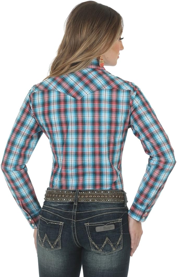 Wrangler Q Womens Plaid Long Sleeve Western Shirt (Multi)
