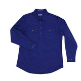 Just Country Womens Jahna Long Sleeve Work Shirt - Cobalt