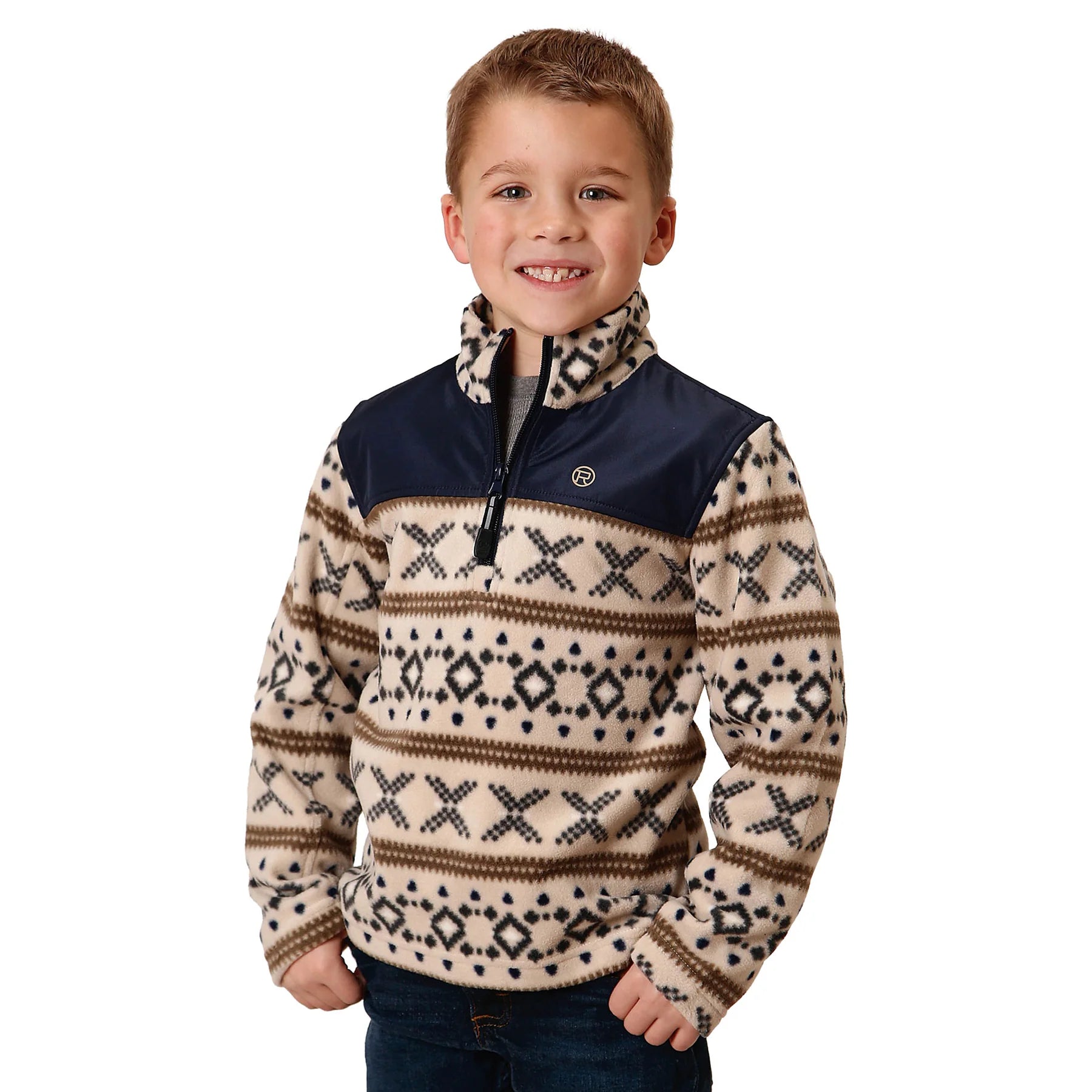 Roper Boys Micro Fleece Pullover Sweater (White)