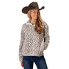 Roper Womens Pullover Snow Leopard Print (White)