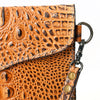 American Darling Crocodile Embossed Leather Wristlet Bag ADBG967B