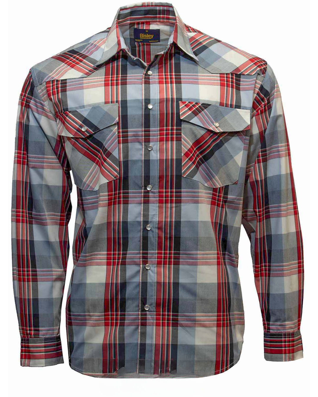 Bisley Mens Long Sleeve Large Check Western Shirt (Red)