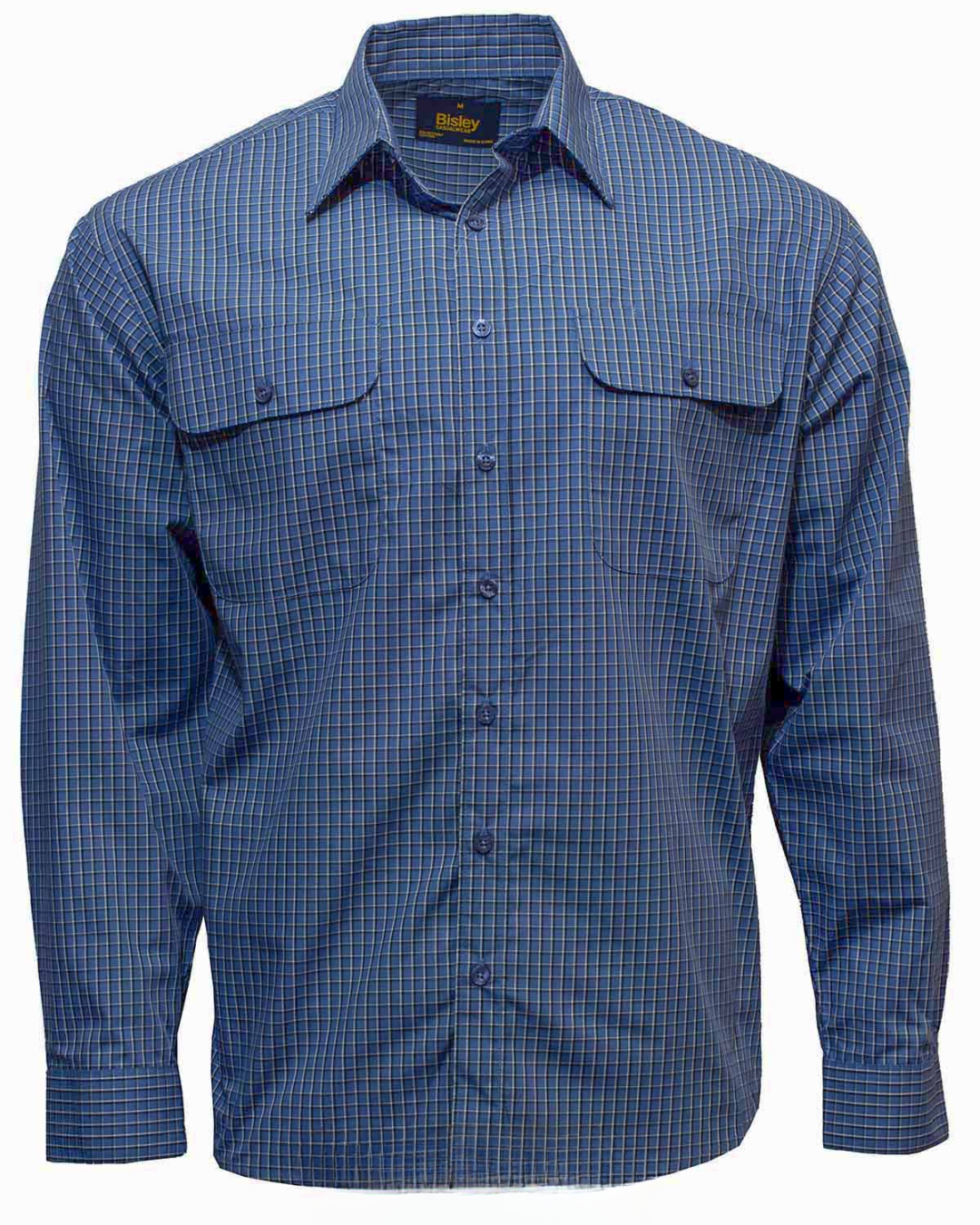 Bisley Mens Long Sleeve Small Check Shirt (Blue)