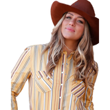 Cruel Womens Boyfriend Fit Stripe Snap Front Western Shirt CTW7250010