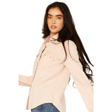 Cruel Denim Ladies Light Pink Western Pearl Snap Shirt-CTW7383010