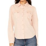 Cruel Denim Ladies Light Pink Western Pearl Snap Shirt-CTW7383010
