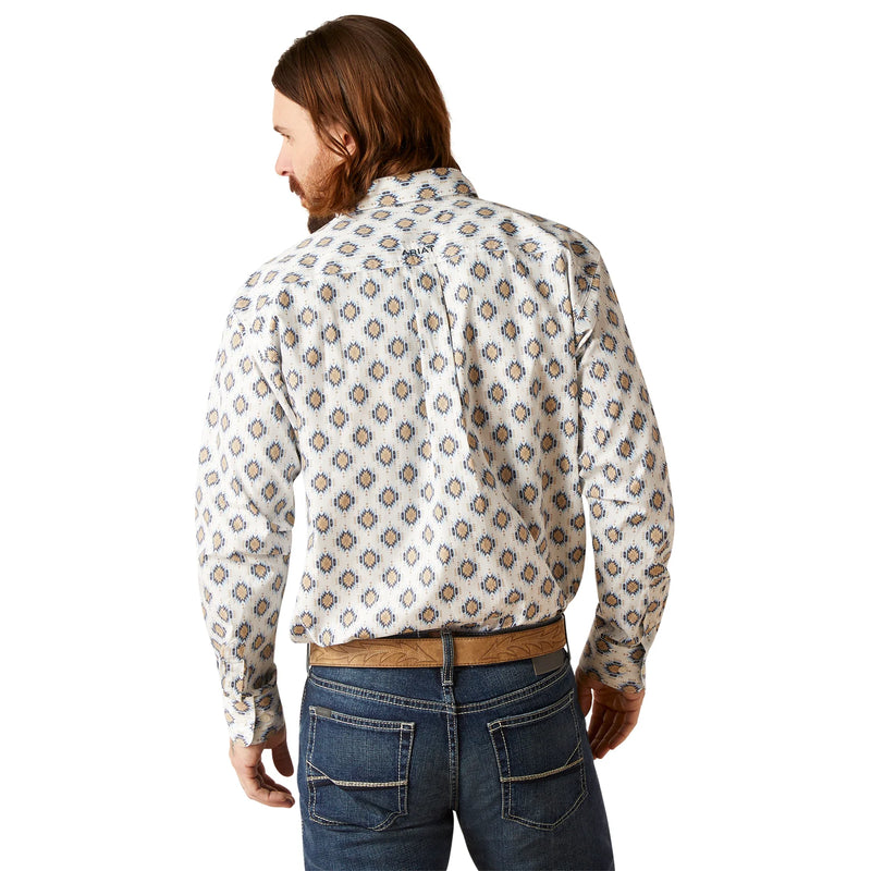 Ariat Mens Team Warner Classic Fit Long Sleeve Shirt (White)