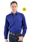 Hard Slog Mens Half Button Light Cotton Work Shirt (Royal Blue)