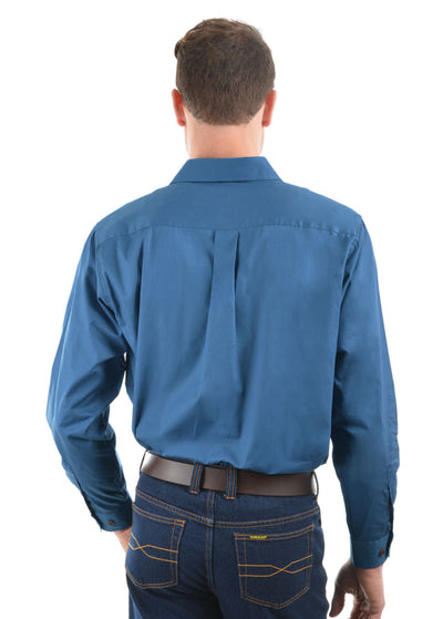 Hard Slog Mens Full Button Light Cotton Work Shirt (Blue River)