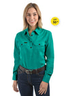 Hard Slog Womens Half Placket Light Cotton Work Shirt (Turquoise)