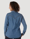 Wrangler Womens Long Sleeve Western Snap Denim Shirt (Mid Denim)