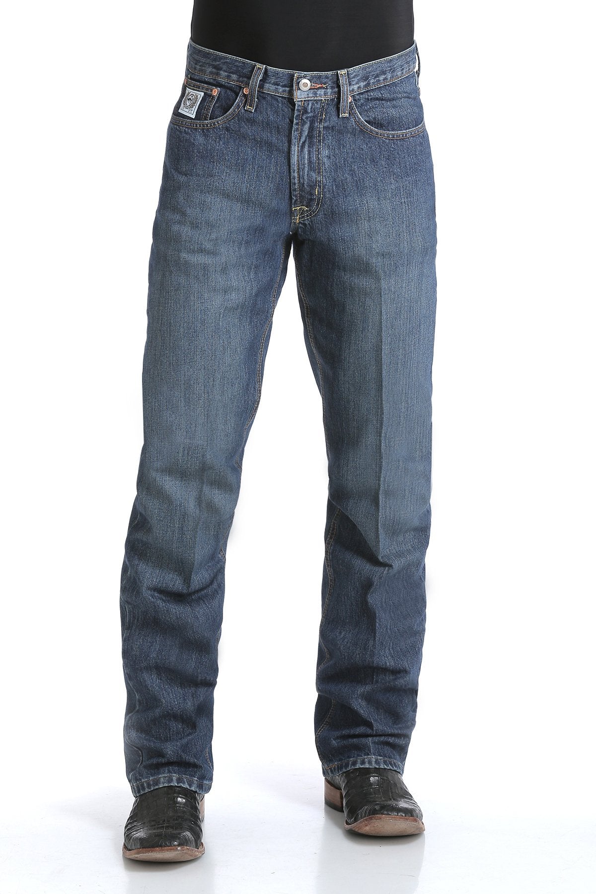 Cinch Mens White Label Relaxed Fit Jeans 34 Inch Leg (Dark Stonewash)