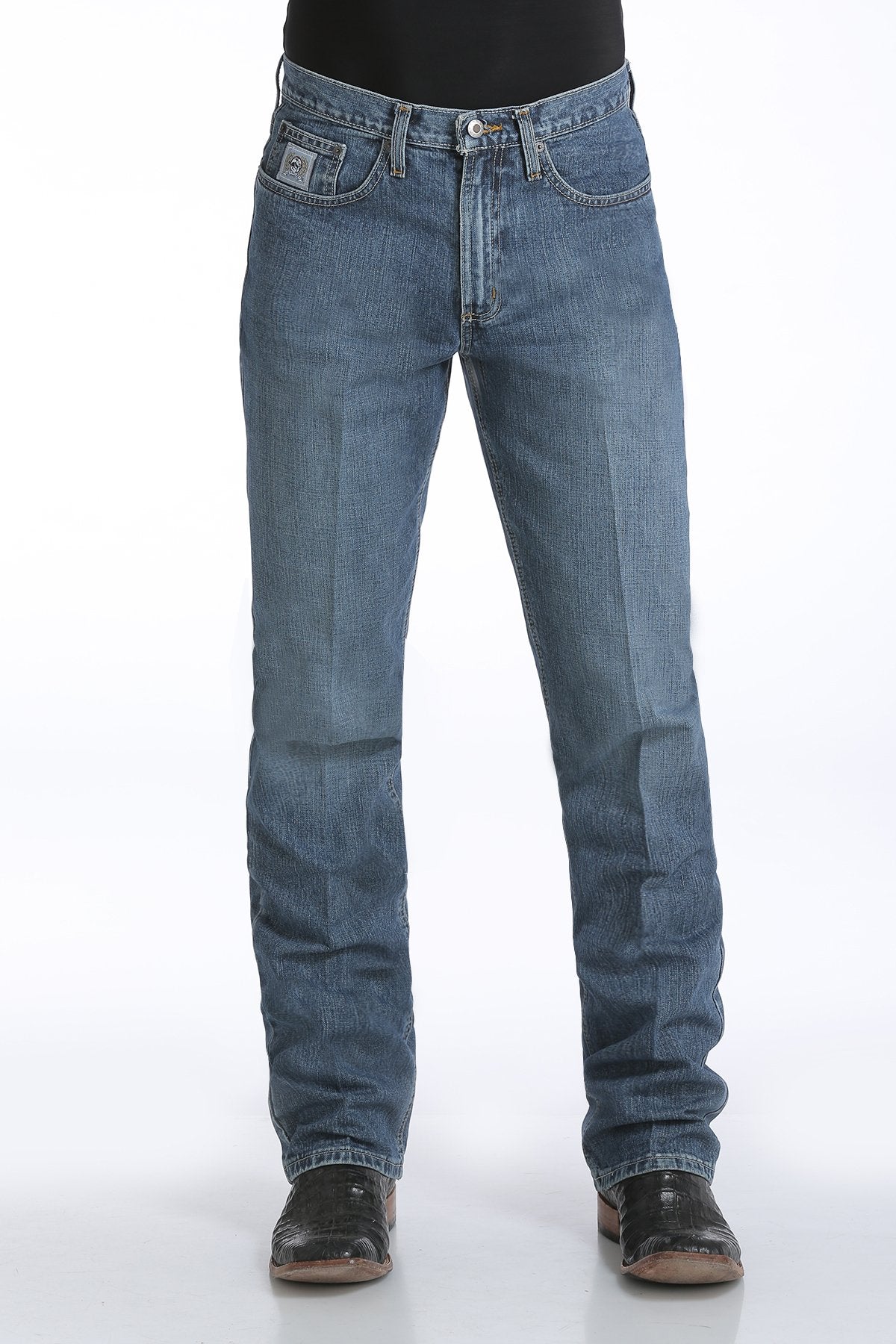 Cinch Mens Silver Label Slim Fit Jeans 38 Inch Leg (Medium Stonewash)