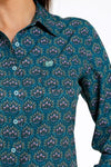Cinch Womens Arenaflex Button-Down Long Sleeve Western Shirt (Teal)