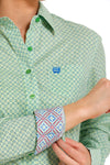 Cinch Womens Arenaflex Button-Down Long Sleeve Western Shirt (Green)