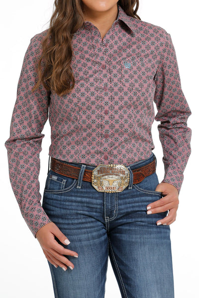 Cinch Womens Button-Down Long Sleeve Western Shirt (Pink)