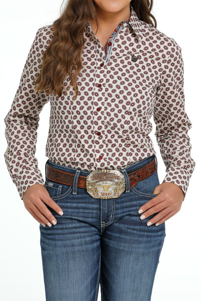 Cinch Womens Button-Down Long Sleeve Western Shirt (Cream)