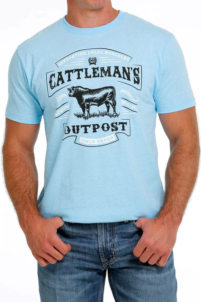 Cinch Mens Cattleman's Outpost Tee Shirt (Light Blue)