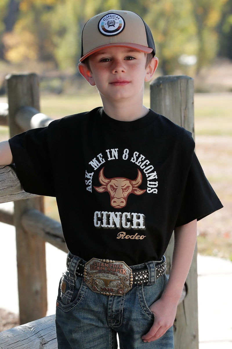 Cinch Boys Ask Me In 8 Seconds Tee Shirt (Black)