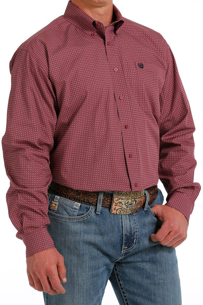 Cinch Mens Geo Print Button-Down Long Sleeve Western Shirt (Fuchsia)