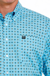Cinch Mens Geo Print Button Down Long Sleeve Western Shirt (Turquoise)