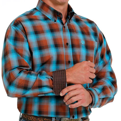 Cinch Mens Plaid Button Down Long Sleeve Western Shirt (Multi)