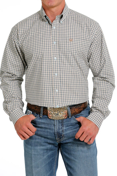 Cinch Mens Plaid Button Down Long Sleeve Shirt (Light Blue)