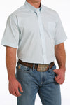 Cinch Mens Geometric Print Button-Down Short Sleeve Western Shirt (Light Blue)