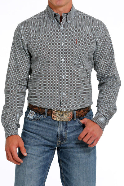 Cinch Mens Modern Fit Button Down Long Sleeve Western Shirt (Light Blue)