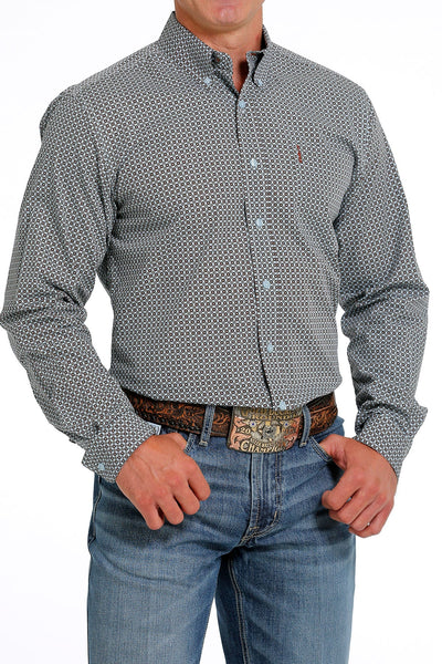 Cinch Mens Modern Fit Button Down Long Sleeve Western Shirt (Light Blue)