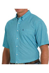 Cinch Mens Arenaflex Button-Down Short Sleeve Western Shirt (Blue)