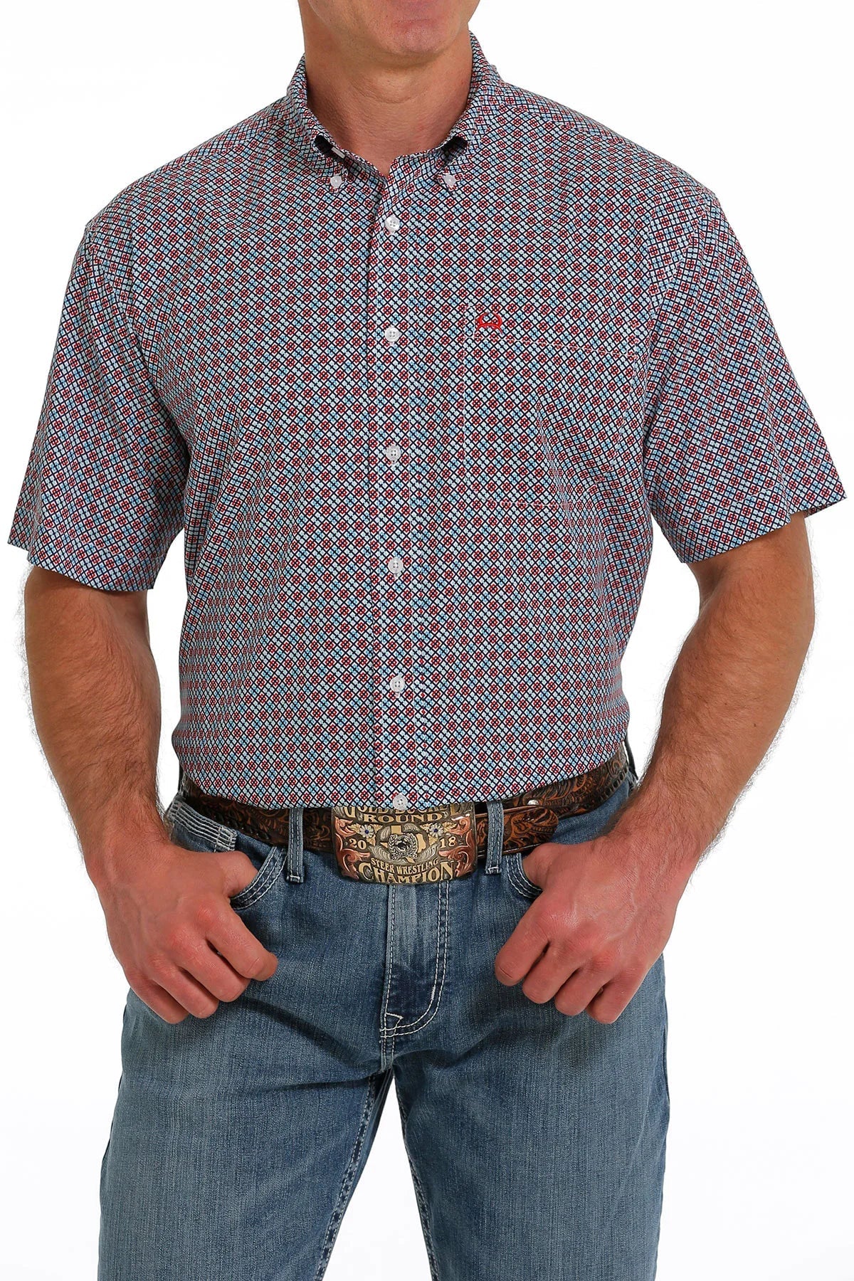 Fashion cinch men's short sleeve shirts