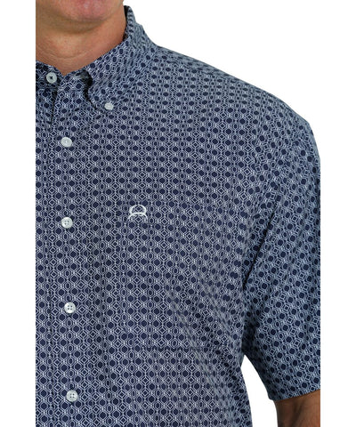 Cinch Mens Arenaflex Button-Down Short Sleeve Western Shirt (Navy)